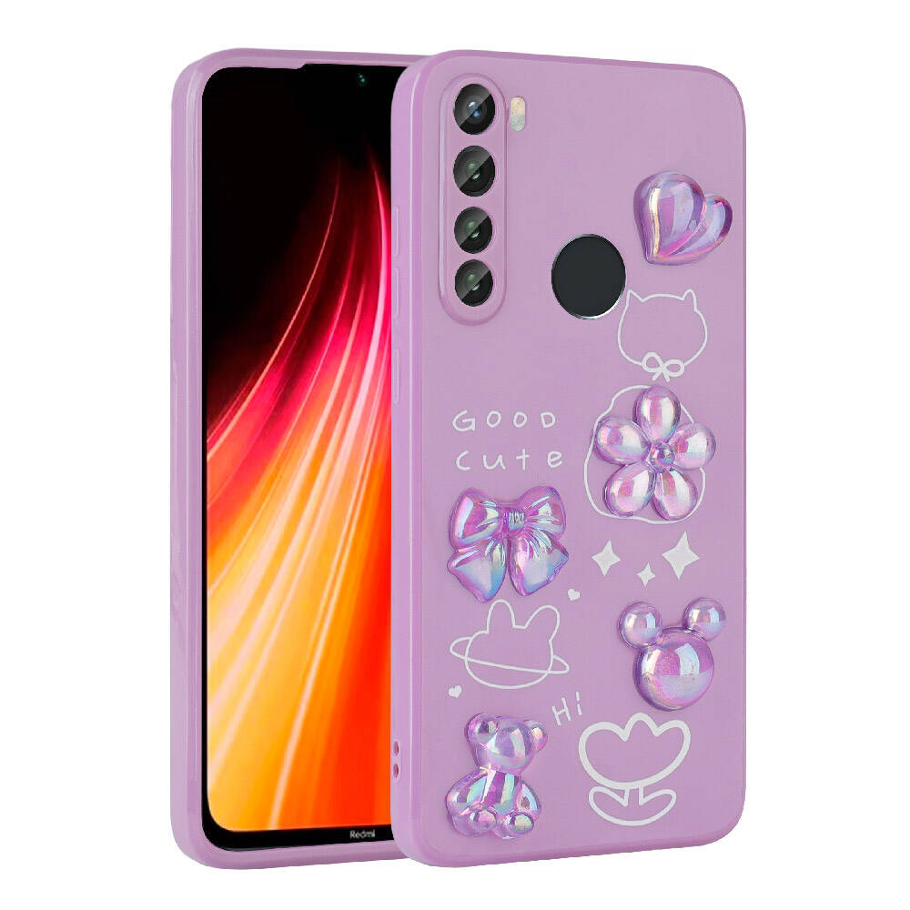 Xiaomi Redmi Note 8 Uyumlu Kılıf Kabartma Figürlü Parlak Zore Toys Silikon Kapak