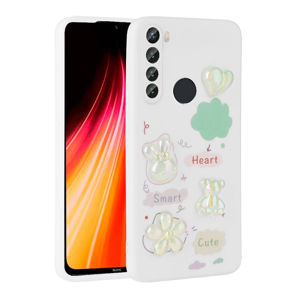 Xiaomi Redmi Note 8 Uyumlu Kılıf Kabartma Figürlü Parlak Zore Toys Silikon Kapak
