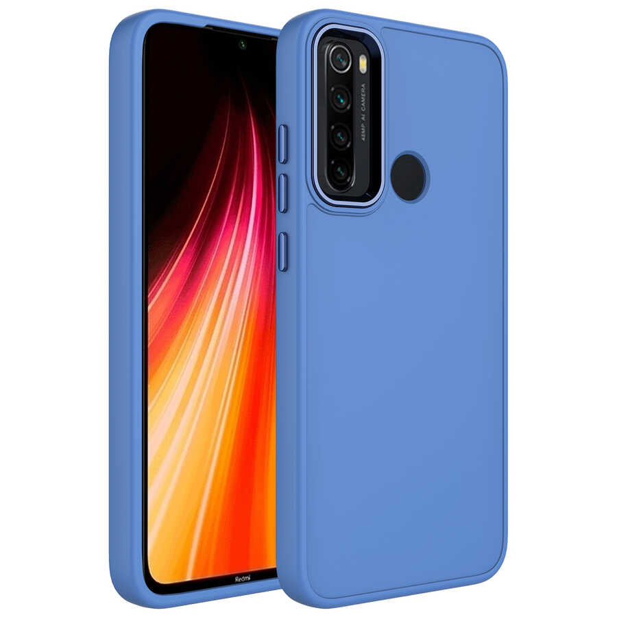 Xiaomi Redmi Note 8 Uyumlu Kılıf Metal Çerçeve ve Buton Tasarımlı Silikon Zore Luna Kapak