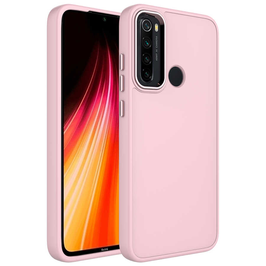 Xiaomi Redmi Note 8 Uyumlu Kılıf Metal Çerçeve ve Buton Tasarımlı Silikon Zore Luna Kapak