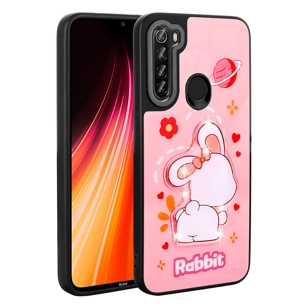 Xiaomi Redmi Note 8 Uyumlu Kılıf Parlayan Kabartmalı İkonik Figürlü Zore Amas Silikon Kapak
