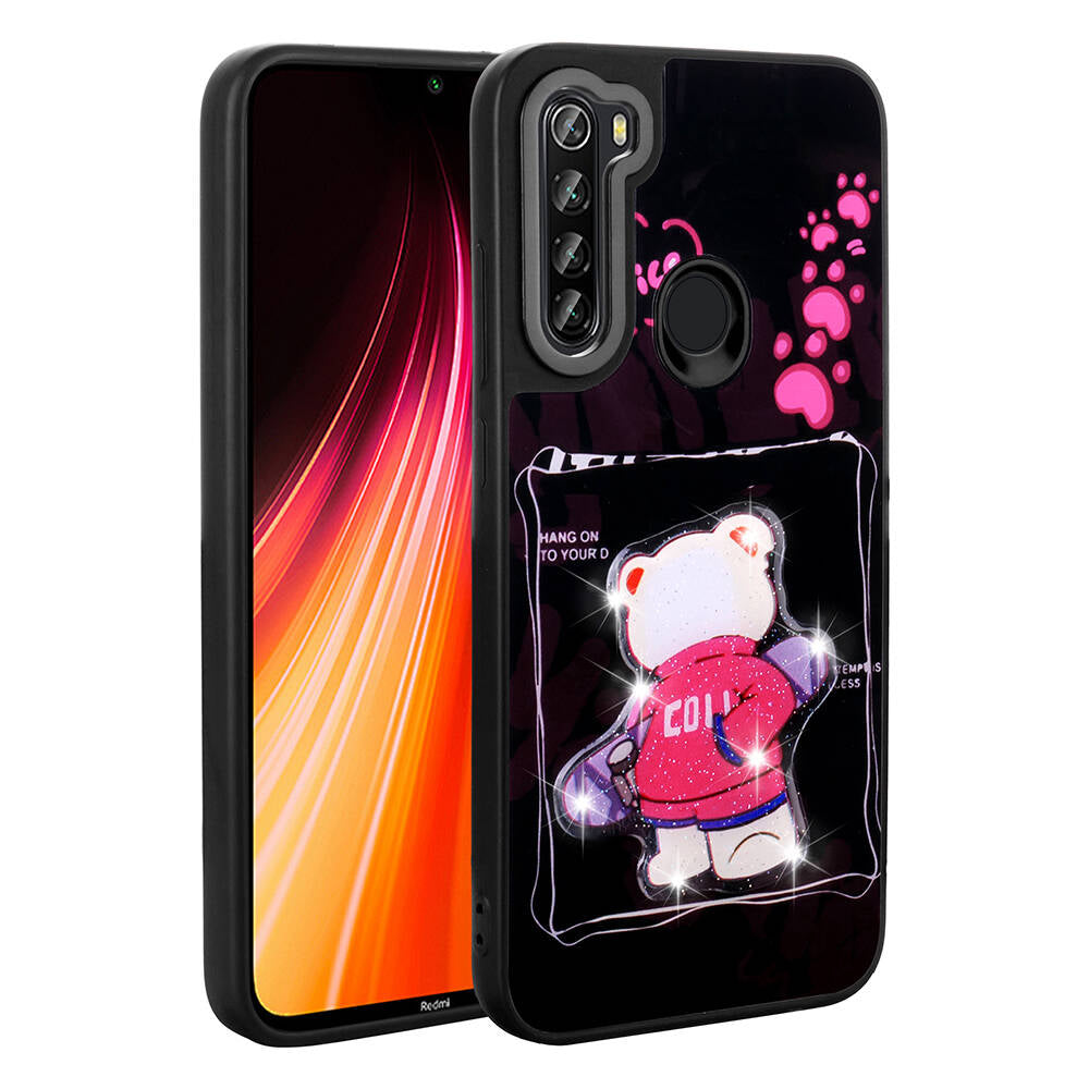 Xiaomi Redmi Note 8 Uyumlu Kılıf Parlayan Kabartmalı İkonik Figürlü Zore Amas Silikon Kapak