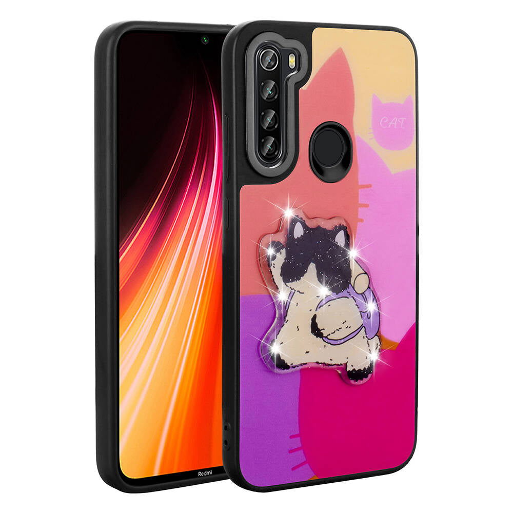 Xiaomi Redmi Note 8 Uyumlu Kılıf Parlayan Kabartmalı İkonik Figürlü Zore Amas Silikon Kapak