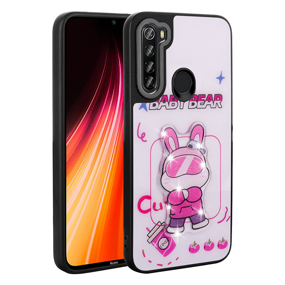 Xiaomi Redmi Note 8 Uyumlu Kılıf Parlayan Kabartmalı İkonik Figürlü Zore Amas Silikon Kapak