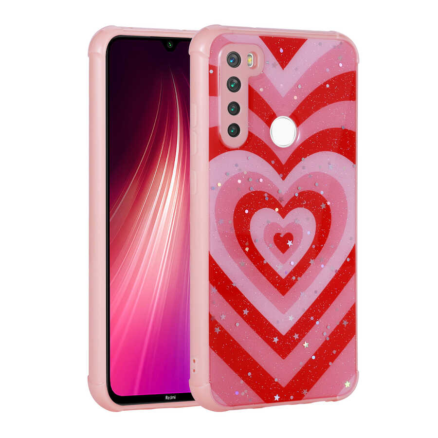 Xiaomi Redmi Note 8 Uyumlu Kılıf Simli Desenli Kamera Korumalı Parlak Zore Popy Kapak