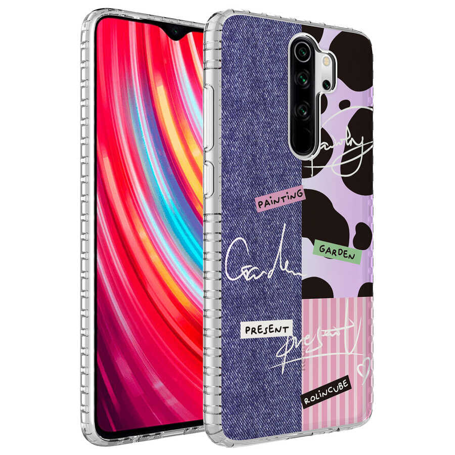 Xiaomi Redmi Note 8 Pro Uyumlu Kılıf Airbag Kenarlı Renkli Desenli Silikon Zore Elegans Kapak