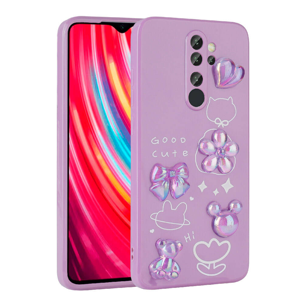 Xiaomi Redmi Note 8 Pro Uyumlu Kılıf Kabartma Figürlü Parlak Zore Toys Silikon Kapak