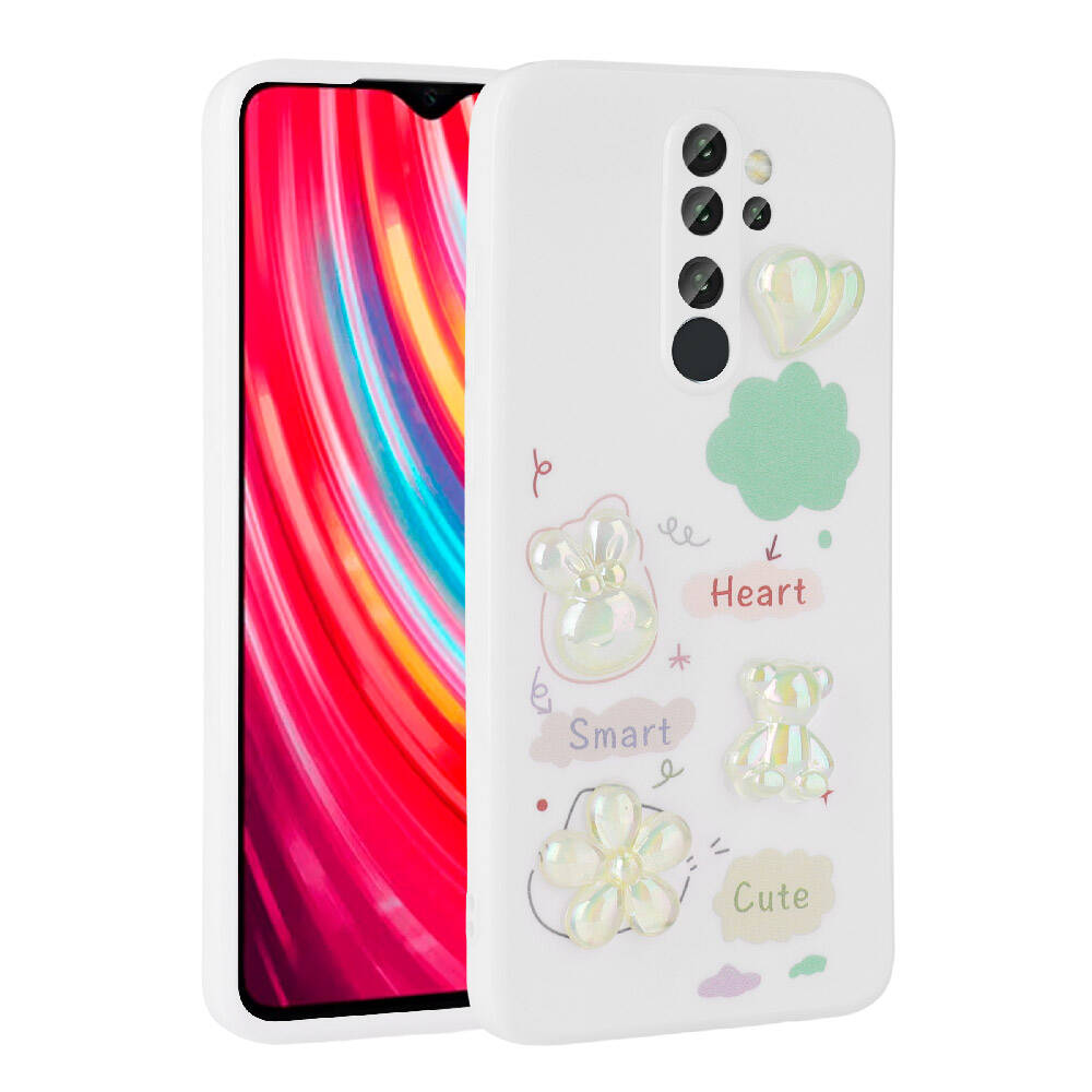 Xiaomi Redmi Note 8 Pro Uyumlu Kılıf Kabartma Figürlü Parlak Zore Toys Silikon Kapak