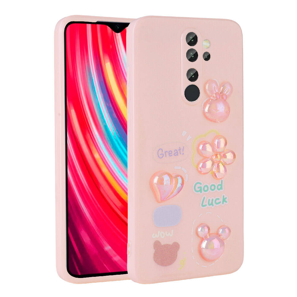 Xiaomi Redmi Note 8 Pro Uyumlu Kılıf Kabartma Figürlü Parlak Zore Toys Silikon Kapak