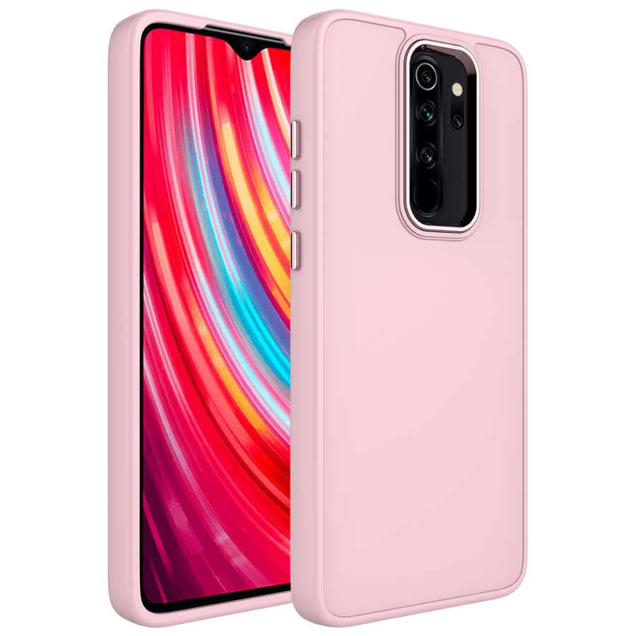 Xiaomi Redmi Note 8 Pro Uyumlu Kılıf Metal Çerçeve ve Buton Tasarımlı Silikon Zore Luna Kapak