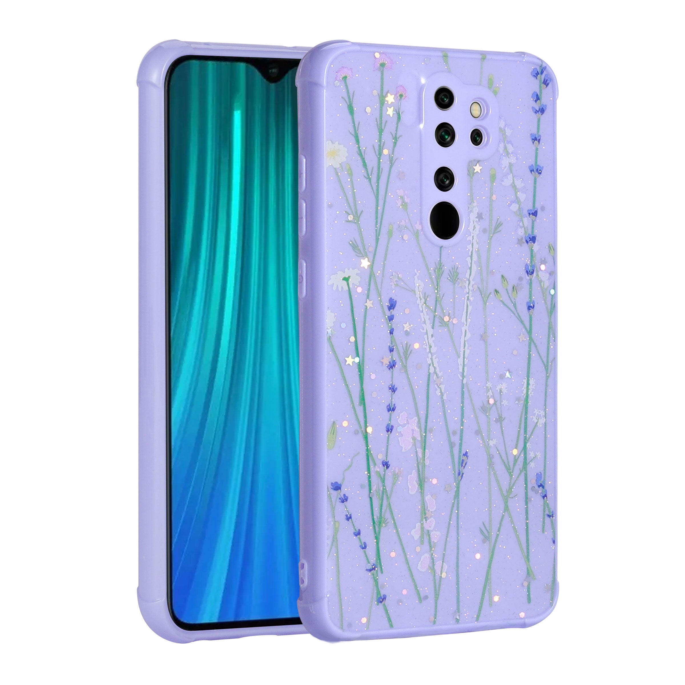 Xiaomi Redmi Note 8 Pro Uyumlu Kılıf Simli Desenli Kamera Korumalı Parlak Zore Popy Kapak