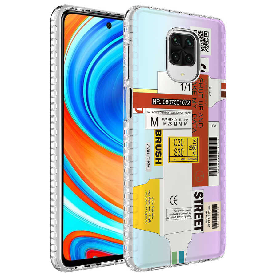 Xiaomi Redmi Note 9 Pro Uyumlu Kılıf Airbag Kenarlı Renkli Desenli Silikon Zore Elegans Kapak