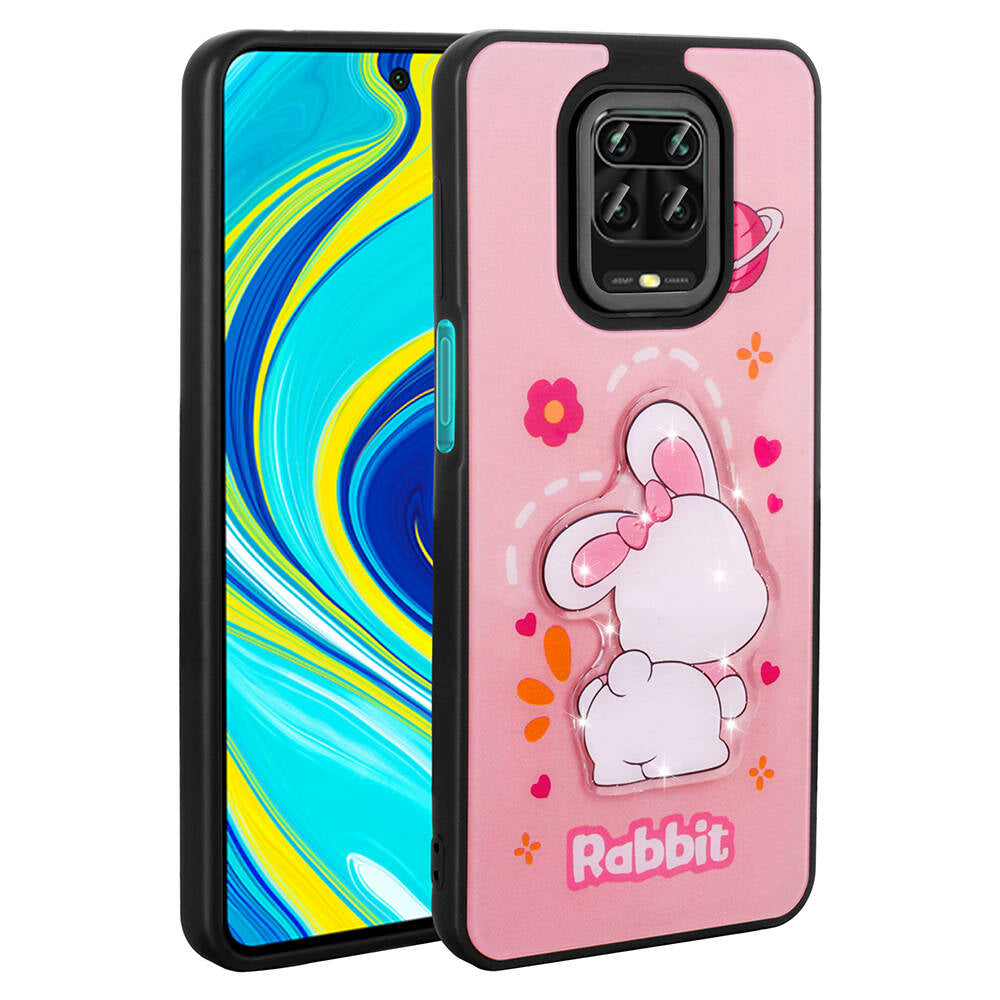 Xiaomi Redmi Note 9 Pro Uyumlu Kılıf Parlayan Kabartmalı İkonik Figürlü Zore Amas Silikon Kapak