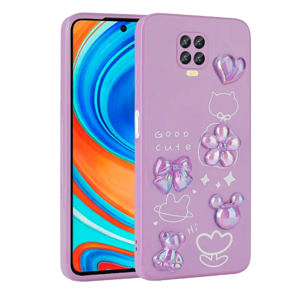 Xiaomi Redmi Note 9S Uyumlu Kılıf Kabartma Figürlü Parlak Zore Toys Silikon Kapak