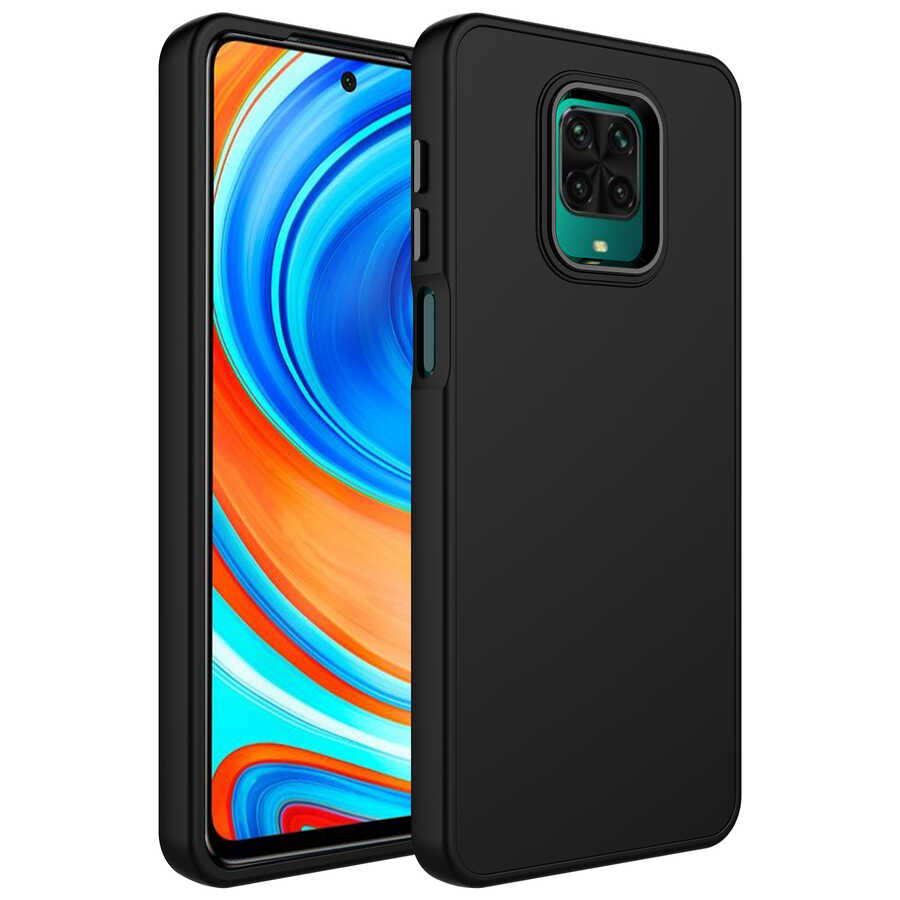 Xiaomi Redmi Note 9S Uyumlu Kılıf Metal Çerçeve ve Buton Tasarımlı Silikon Zore Luna Kapak