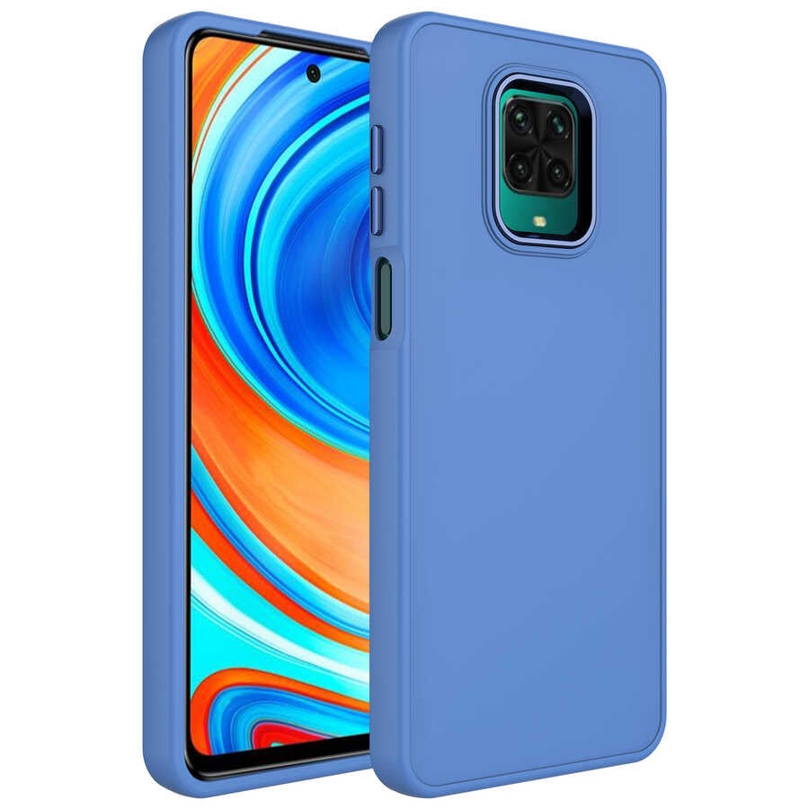 Xiaomi Redmi Note 9S Uyumlu Kılıf Metal Çerçeve ve Buton Tasarımlı Silikon Zore Luna Kapak