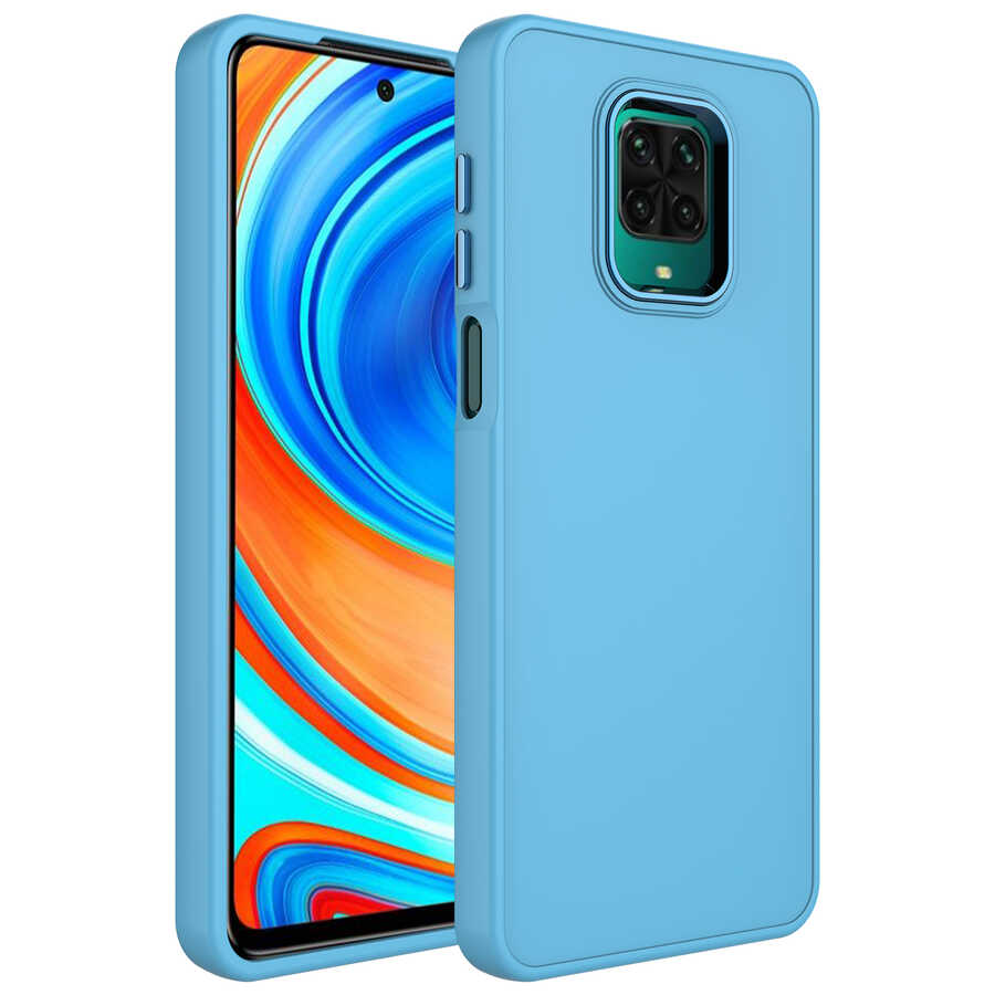 Xiaomi Redmi Note 9S Uyumlu Kılıf Metal Çerçeve ve Buton Tasarımlı Silikon Zore Luna Kapak