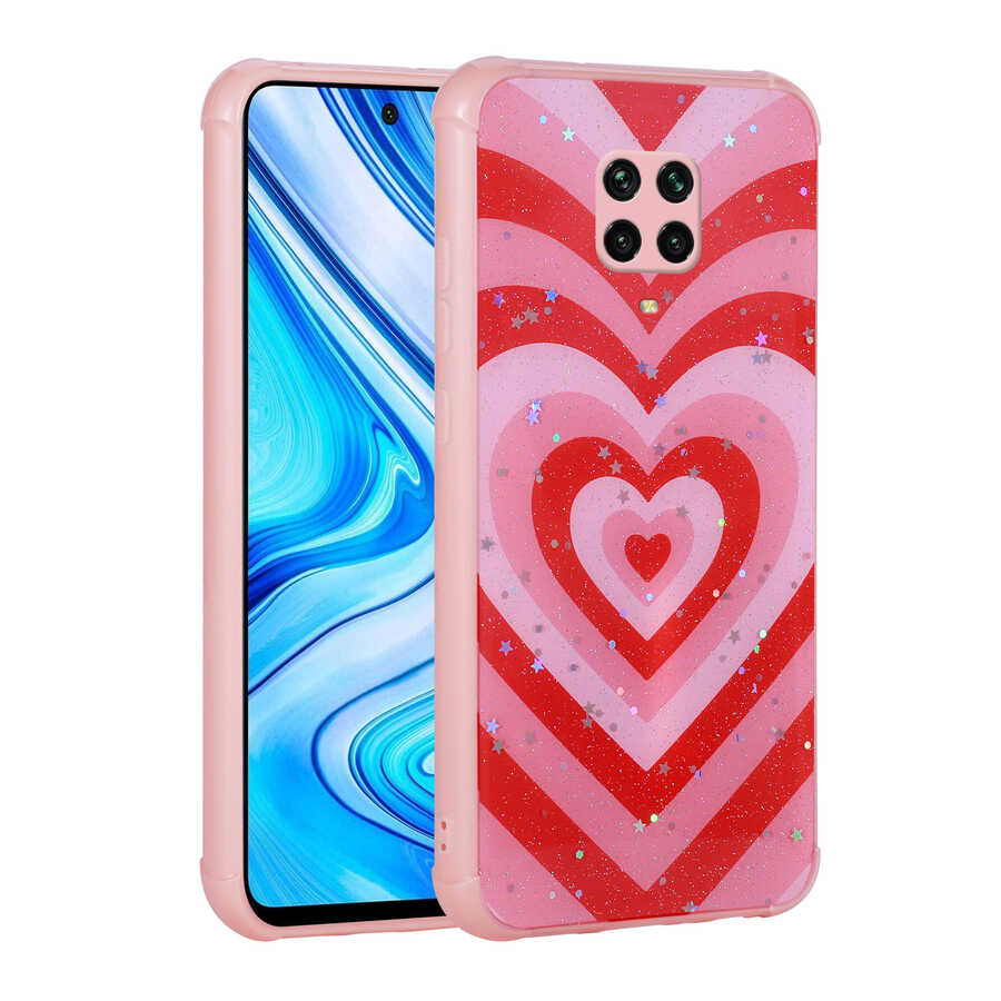 Xiaomi Redmi Note 9S Uyumlu Kılıf Simli Desenli Kamera Korumalı Parlak Zore Popy Kapak